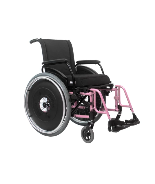 Cadeira de Rodas AVD Alumínio Pés Fixos Rosa Ortobras