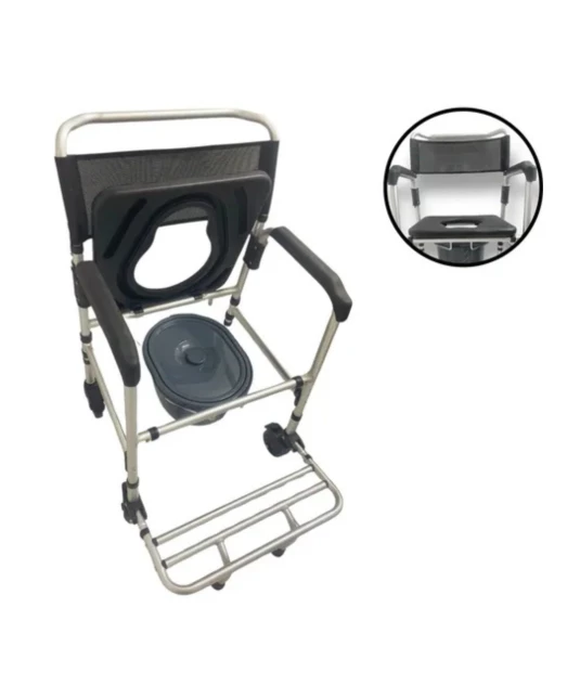 Cadeira de Banho Higiênica em Alumínio até 140kg c/ Coletor - Supermedy