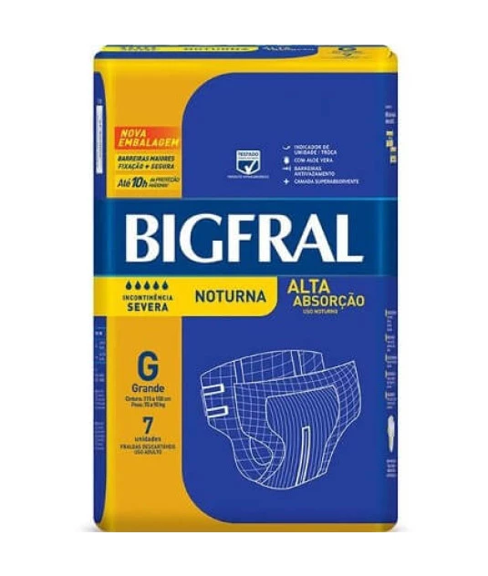 Fralda Descartável BigFral Noturna G com 07 Unidades