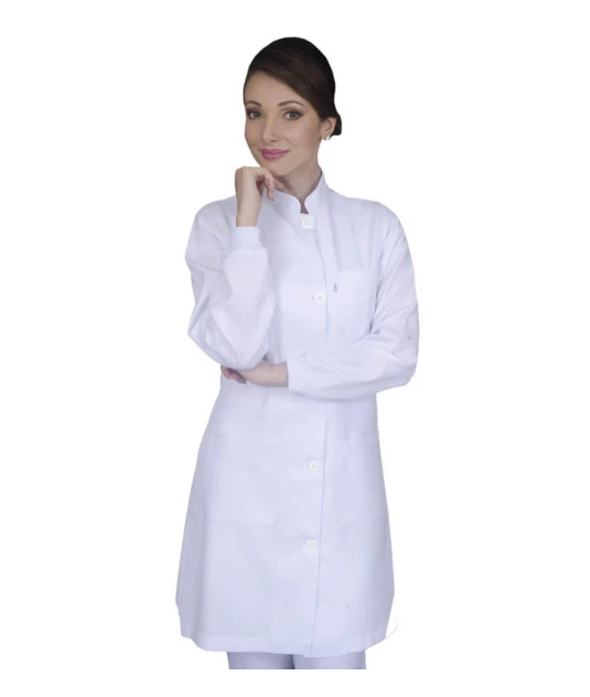 Jaleco Feminino Gabardine Botões Cobertos Gola Padre G Aspen