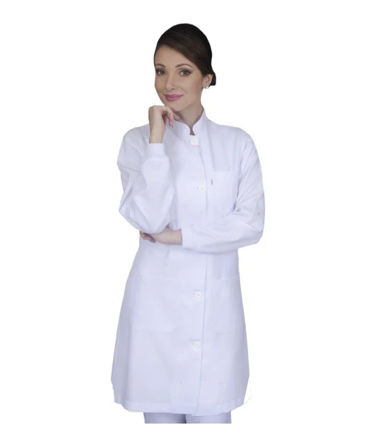 Jaleco Feminino Gabardine Botões Cobertos Gola Padre PP Aspen (