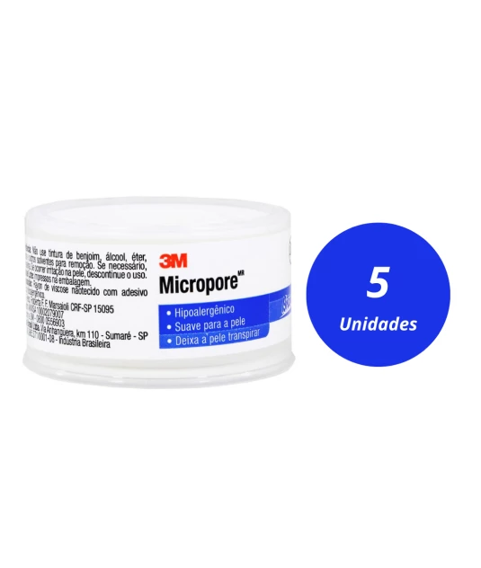Micropore 25mm x 10m Branco com Capa 5 Unidades 1530 3M