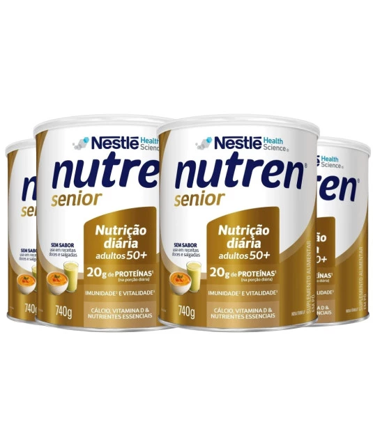 Nutren Senior Sem Sabor Lata 740g 4 unidades - Nestle