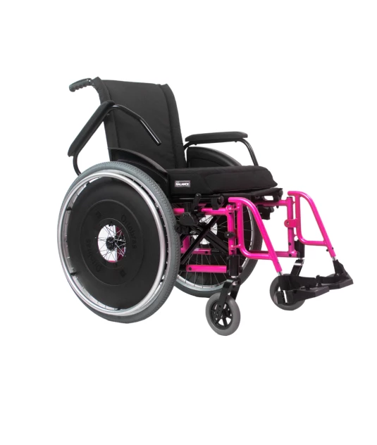 Cadeira de Rodas AVD Alumínio Pés Fixos Rosa Pink Ortobras