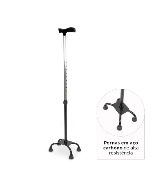 Bengala 4 Pontas com Regulagem de Altura até 90 Kg D9 - Dellamed