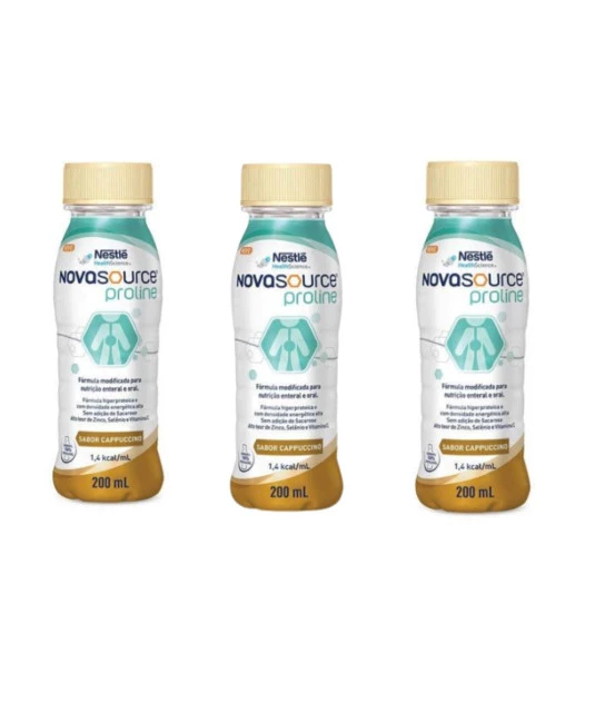 Kit 3 Novasource Proline 200ml Cappuccino Nestle + E-book