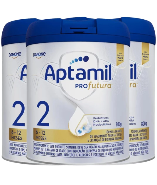 Aptamil 2 Profutura 6-12 Meses 800g Danone - Kit 3 Unidades