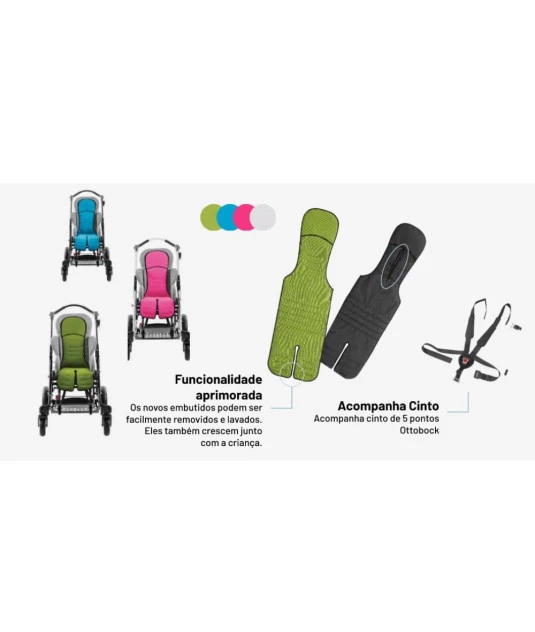 Carrinho Kimba 2.0 Tam 2 Chassi Preto Estofado Verde Completo Ottobock