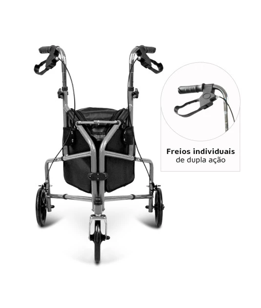 Andador Dobrável 3 Rodas D11 até 100 kg - Dellamed