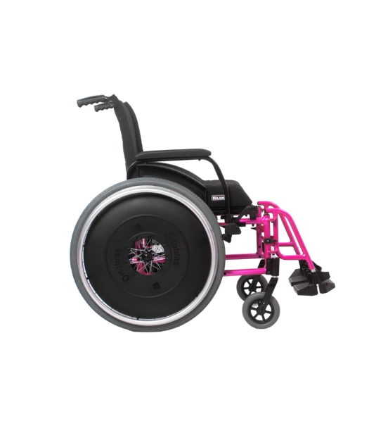 Cadeira de Rodas AVD Alumínio Pés Fixos Rosa Pink Ortobras