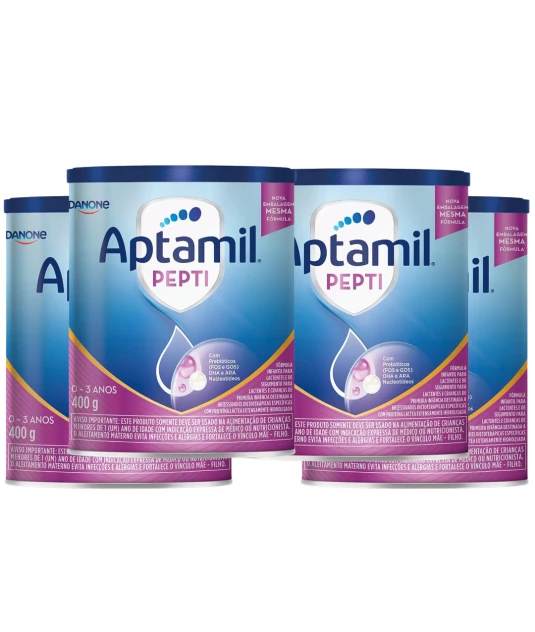 Aptamil Pepti 400g - Para Alérgicos a Leite de Vaca/Soja Kit 4und Danone & E-book