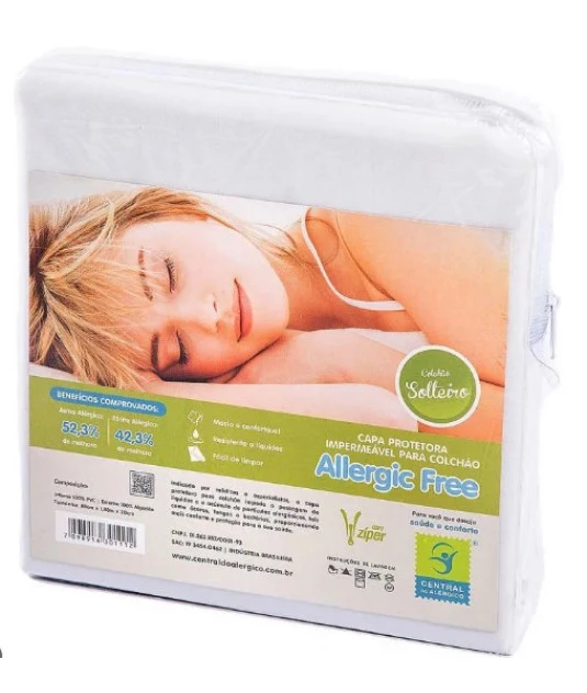 Capa Antiácaro Impermeável Para Colchão Solteiro Longo 96x203x25cm Com Zíper