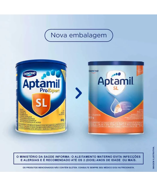 Aptamil SL Fórmula Infantil Sem Lactose 800g Danone - Para APLV e Intolerância à Lactose