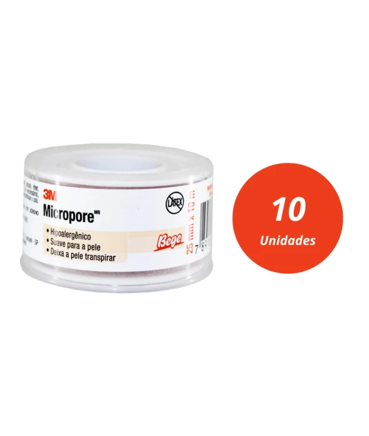 Micropore 25mm x 10m Bege 10 Unidades 3M