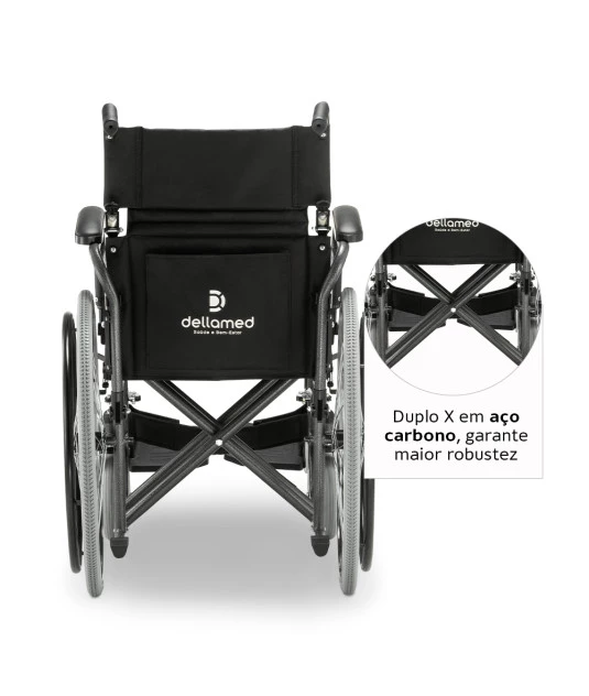 Cadeira de Rodas em Aço Carbono Dobrável D400 Dellamed