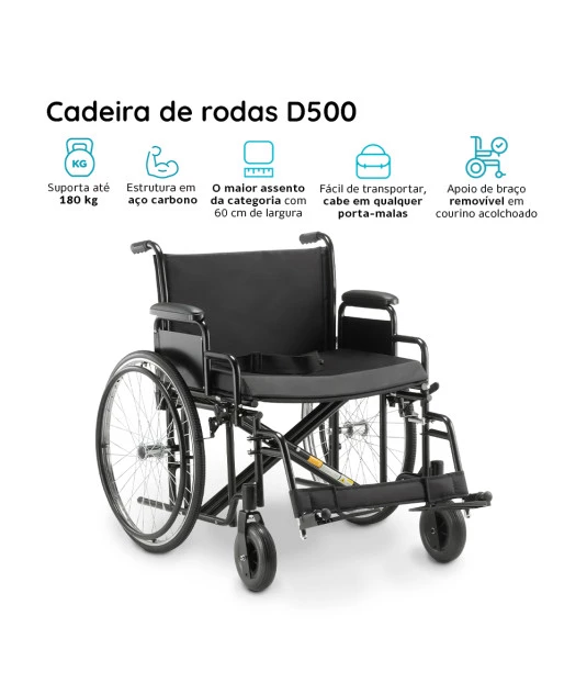 Cadeira de Rodas Obeso 180Kg D500 Dellamed