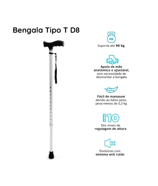 Bengala Bastão Tipo T D8 - Dellamed