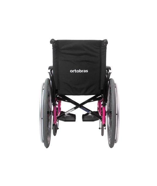 Cadeira de Rodas AVD Alumínio Pés Fixos Rosa Pink Ortobras