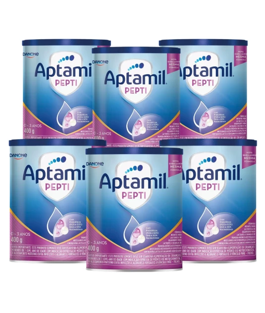 Kit 6 unidades de Aptamil Pepti 400g - Para Alérgicos a Leite de Vaca/Soja Danone