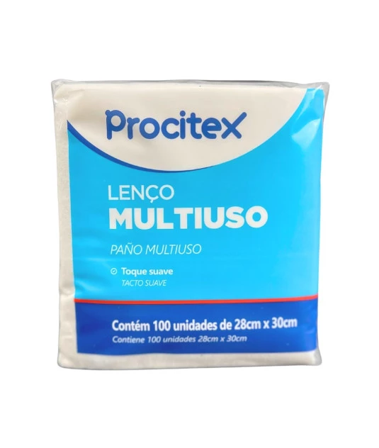 Lenço para Banho Multiuso 28x30cm 100un Procitex 2 Unid + E-book
