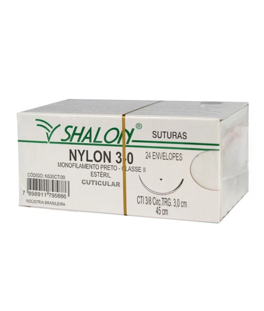 Fio nylon 3-0 c/ag 3/8 cir trg 2,5cm 45cm 
