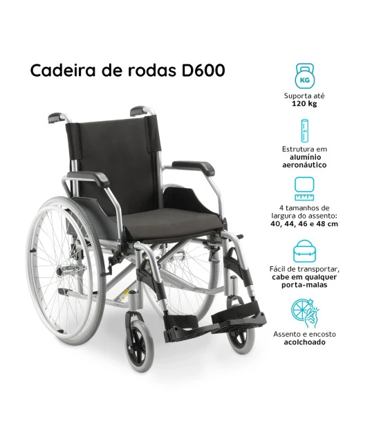Cadeira De Rodas Em Aluminio Dobravel Modelo D600 Dellamed