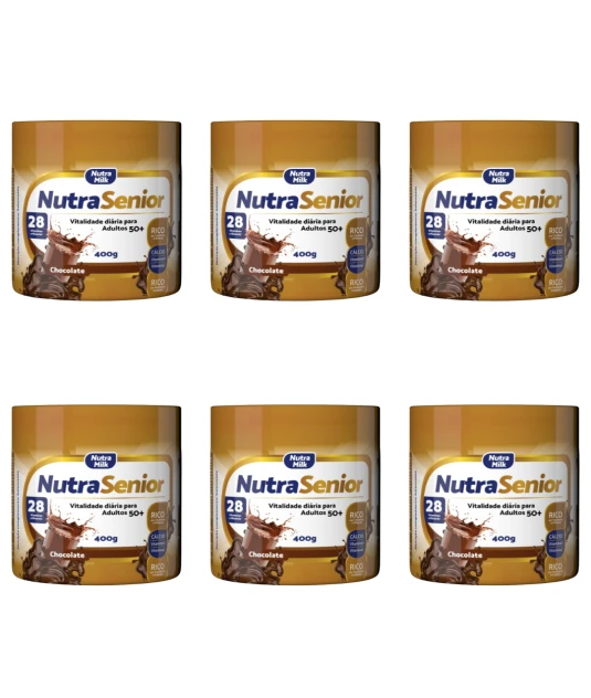 Nutra Senior Adulto 50+ Kit 6 Unidades Complemento Alimentar 400g - Chocolate