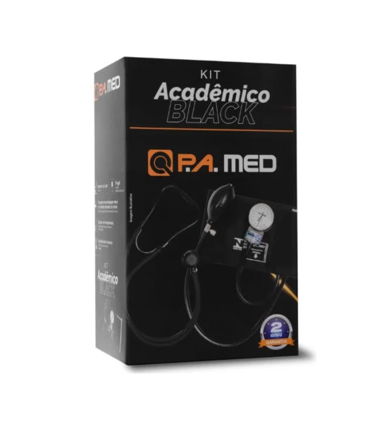 Kit Acadêmico Total Black com Bolsa Ergonômica Preta Rainbow - PA MED