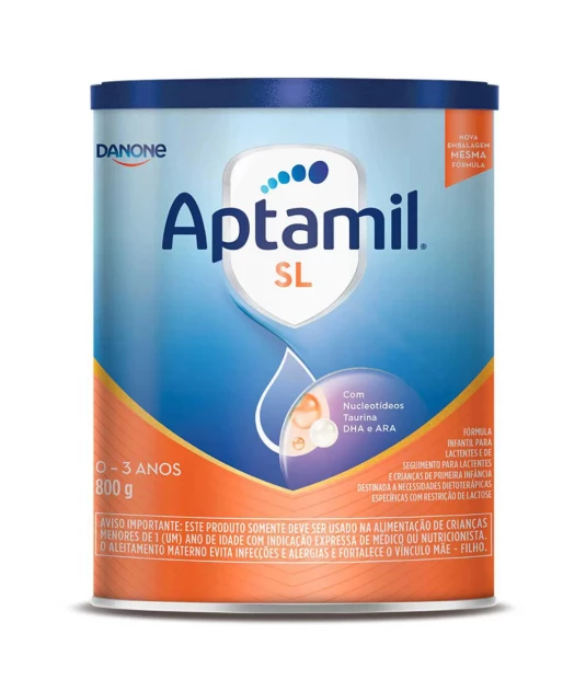 Aptamil SL Fórmula Infantil Sem Lactose 800g Danone - Para APLV e Intolerância à Lactose