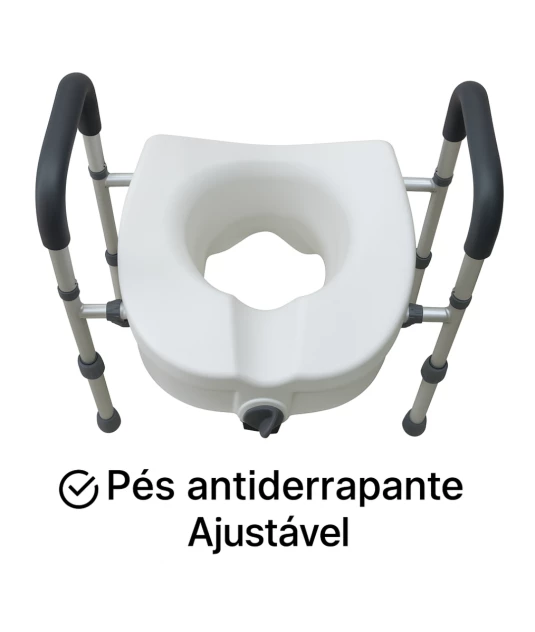 Assento Sanitario Elevado com Barra de Apoio Lateral Pro18