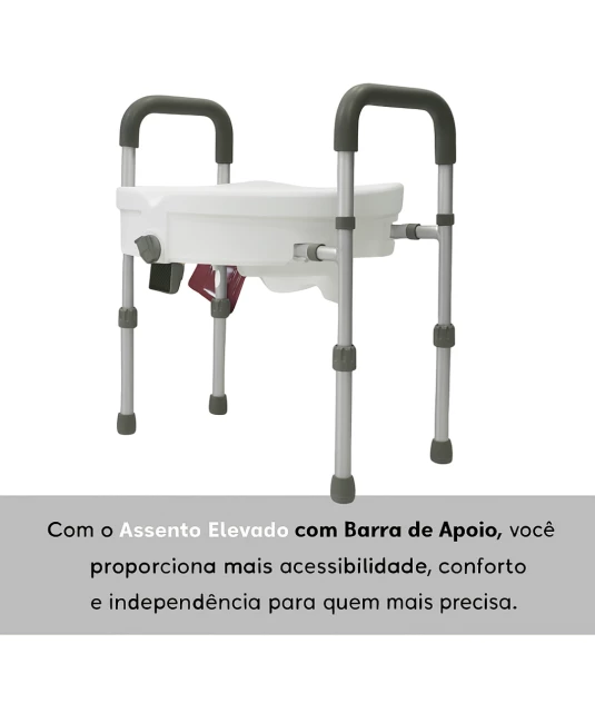 Assento Sanitario Elevado com Barra de Apoio Lateral Pro18