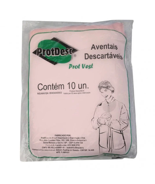 Avental Descartável Sem Manga C/10 Unid. Protdesc