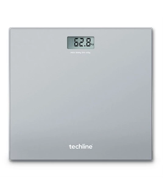 Balança de Banheiro Digital de Vidro até 180kg na cor cinza da marca TechLine