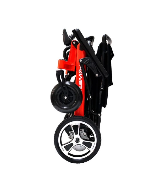 cadeira de rodas motorizada dobrável pop power lite vermelha