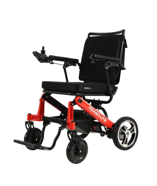 cadeira de rodas motorizada power lite vermelha de lado