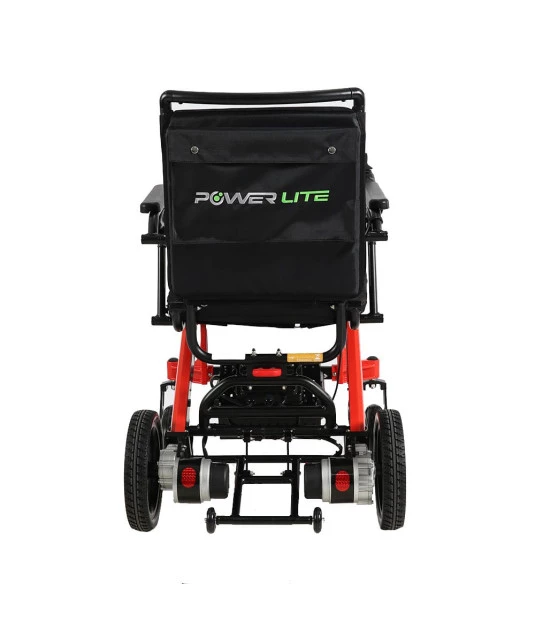 cadeira de rodas motorizada power lite vermelha parte de trás