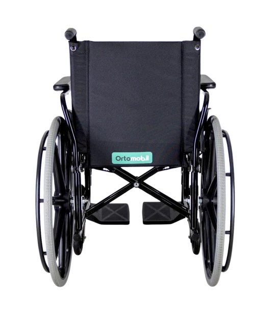 Cadeira de Rodas Dobrável OS1 Preta 48cm com Pés Fixos e Removíveis