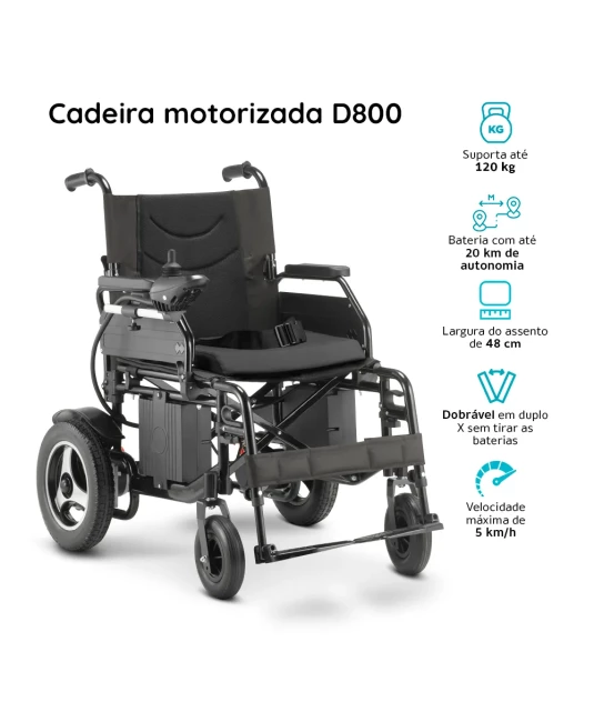 Cadeira De Rodas Motorizada Dobrável D800 Dellamed Até 120kg