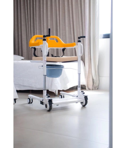 Cadeira de Transferência Multifuncional até 120kg MED 3040 - 4 em 1 com Elevação Manual e Assento Regulável 