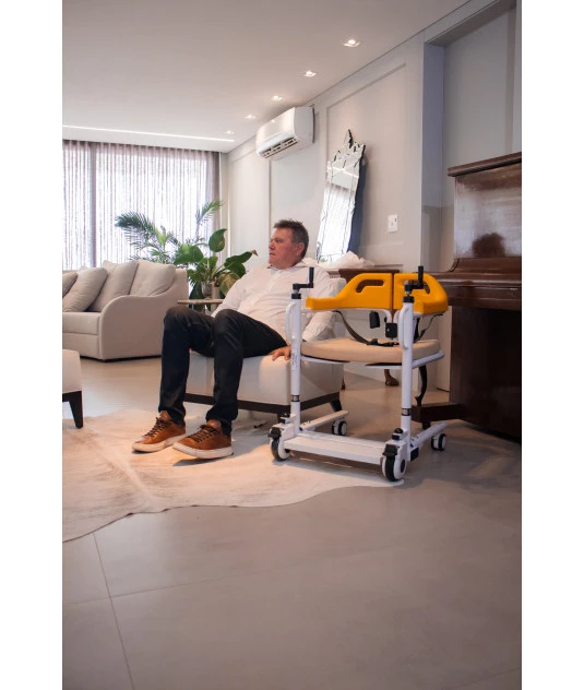 Cadeira de Transferência Multifuncional até 120kg MED 3040 - 4 em 1 com Elevação Manual e Assento Regulável 