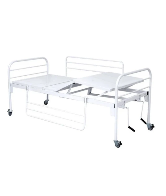 Cama Fawler Simples 2 Manivelas Com Rodízio e Grade