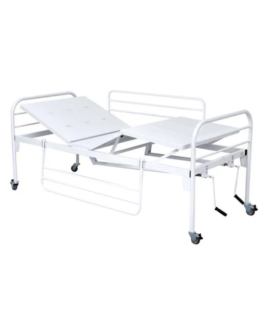 Cama Fawler Simples 2 Manivelas Com Rodízio e Grade
