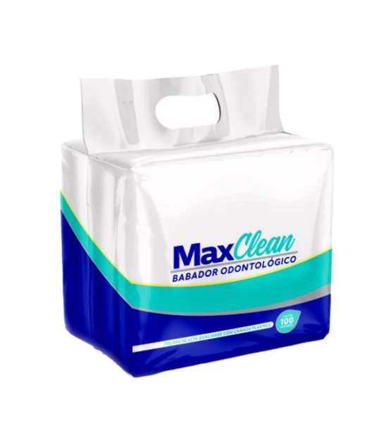 Babador Descartavel Branco com 100 unidades - Max Clean