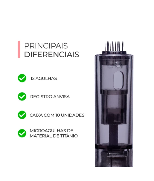 Cartucho Smart Pen Preto - 12 Agulhas c/ 10 unidades - Smart GR  