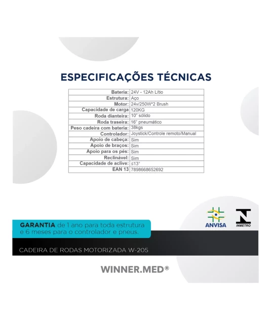 Cadeira de Rodas Motorizada Dobrável W-205 - Winner.Med