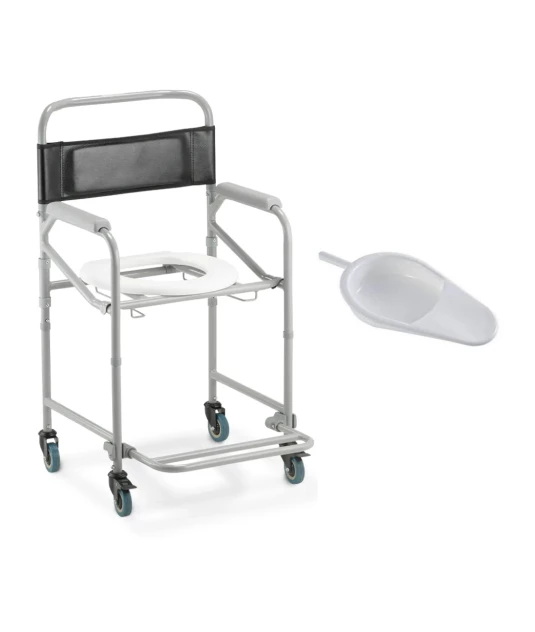 Cadeira de Banho Higiênica Dobrável em Aço até 120kg D40 Dellamed + Comadre Plástica 2000ml