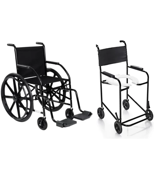 Cadeira De Rodas Cds101 Roda Nylon Cinza - CDS + Cadeira de Banho Simples - Prolife