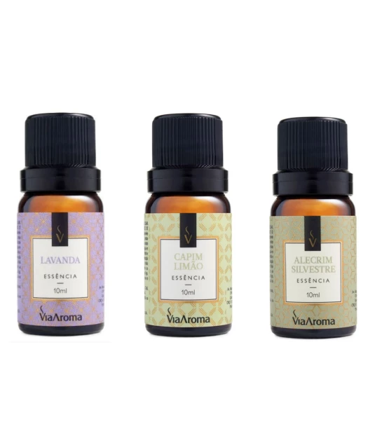 Essência 10ml Via Aroma - Lavanda + Essência 10ml Via Aroma - Capim Limão + Essência 10ml Via Aroma - Alecrim Silvestre