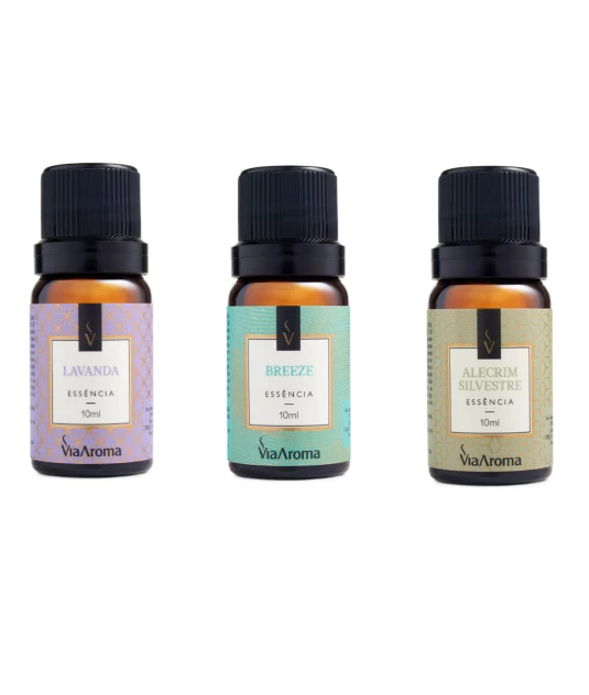 Essência 10ml Via Aroma - Lavanda Francesa + Essência 10ml Via Aroma - Breeze + Essência 10ml Via Arom-Alecrim Silvestre