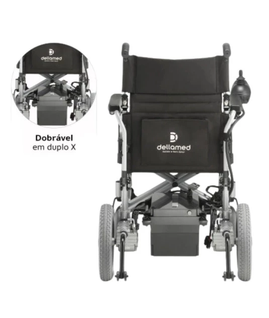 Cadeira de Rodas Motorizada Dobrável Elétrica Bivolt Alumínio D900 Dellamed